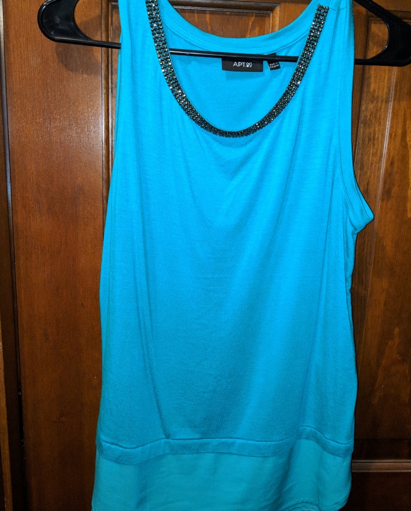 Apt 9 - Teal beaded neckline tank - small - Business Casual